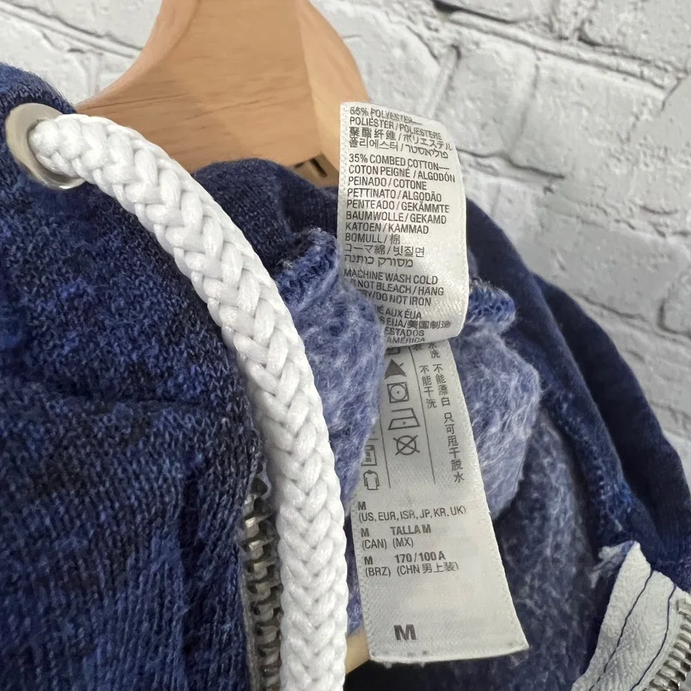 American Apparel Navy Blue Heather Zip Up Hoodie Size Medium Made in USA